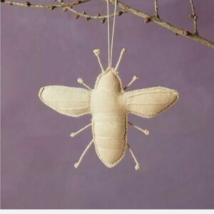 Anthropologie Ornament HONEY BEE Fabric MUSLIN Handmade 5.5" Hanging Insect NWT